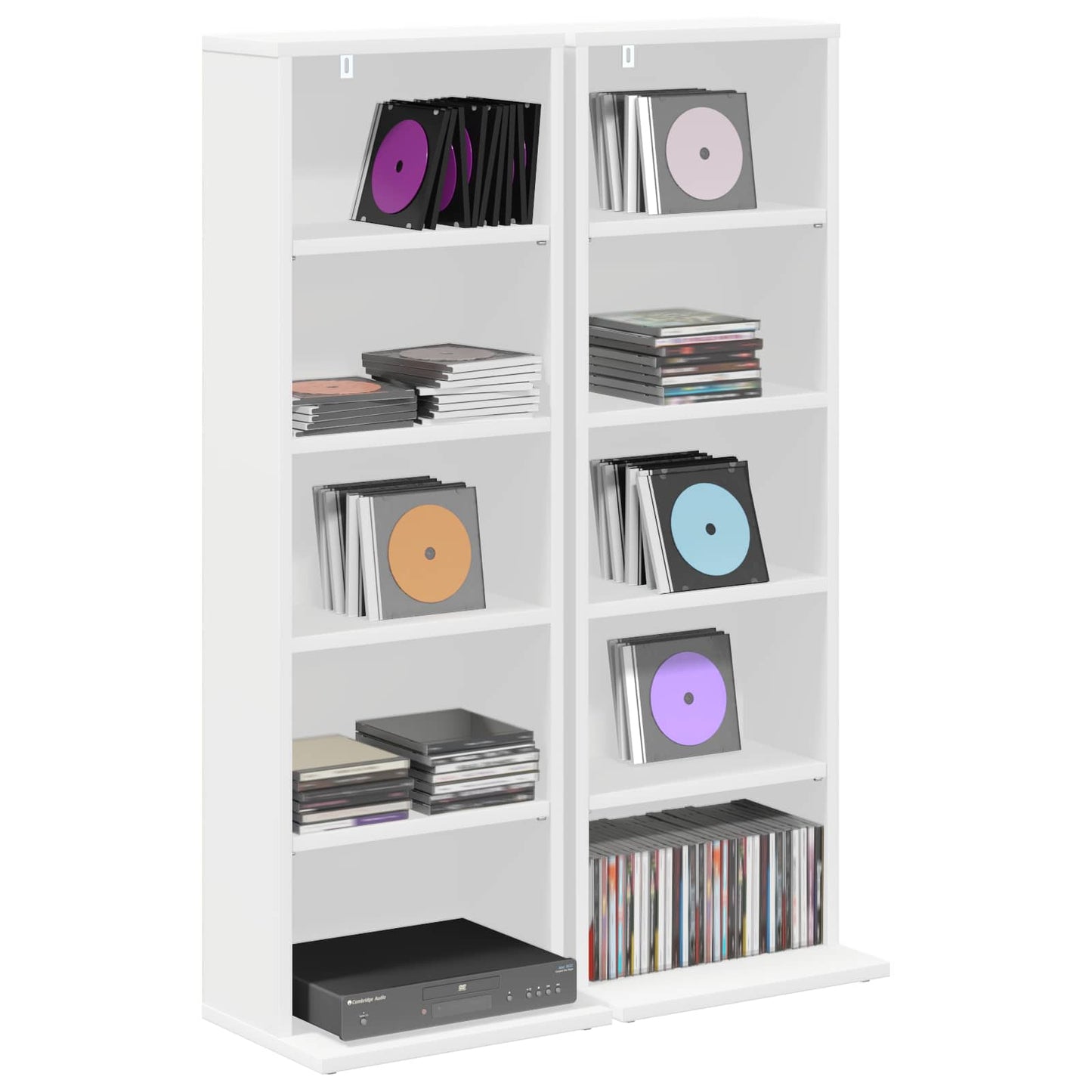 CD Kast 2 st Wit 33 x 23,5 x 97,5 cm Bewerkt hout