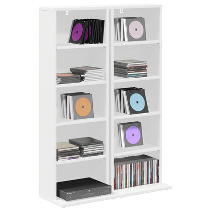 CD Kast 2 st Wit 33 x 23,5 x 97,5 cm Bewerkt hout