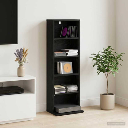 CD Kast Zwart eiken 33 x 23,5 x 97,5 cm Bewerkt hout
