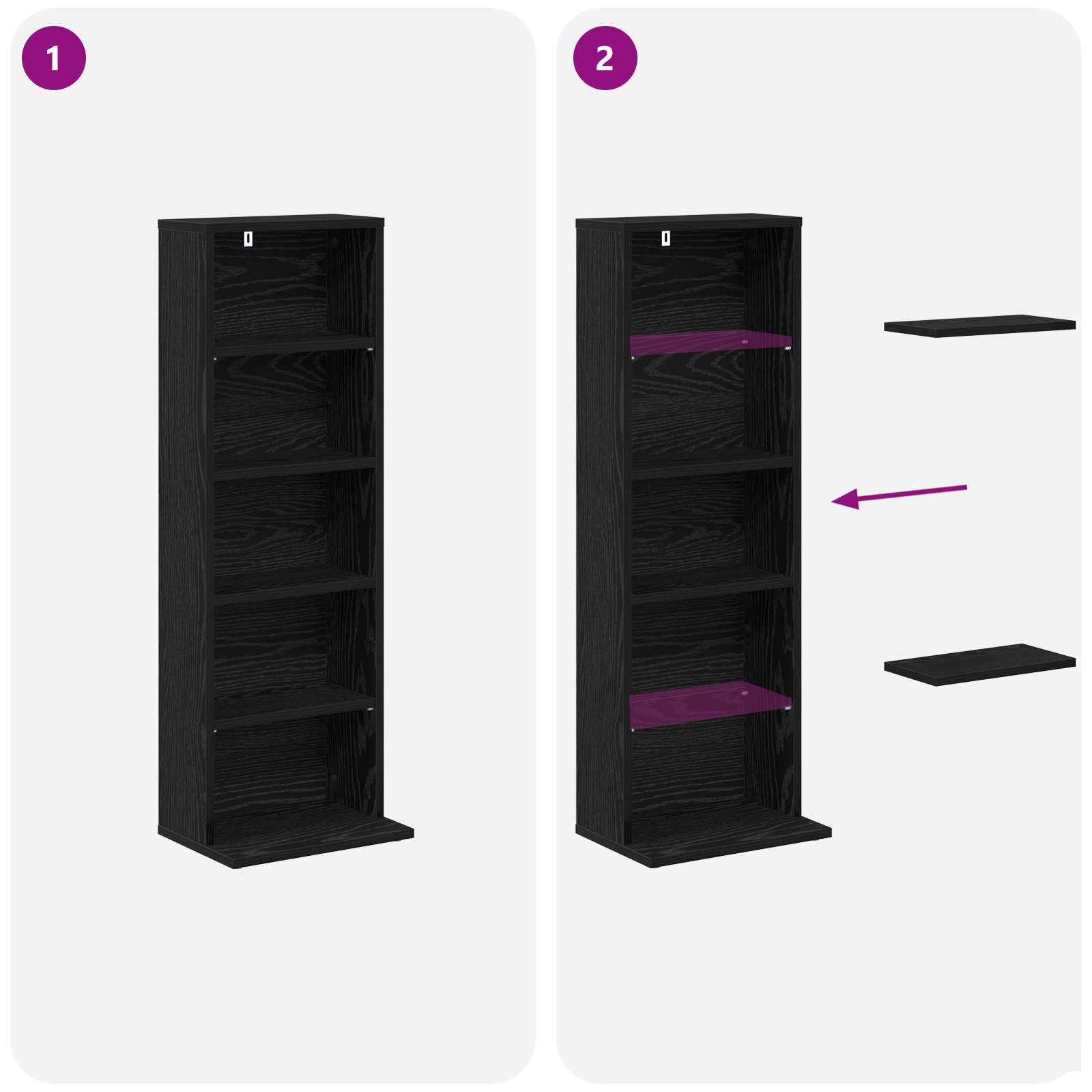 CD Kast Zwart eiken 33 x 23,5 x 97,5 cm Bewerkt hout