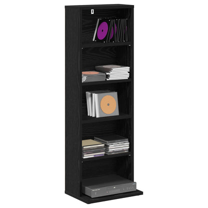 CD Kast Zwart eiken 33 x 23,5 x 97,5 cm Bewerkt hout