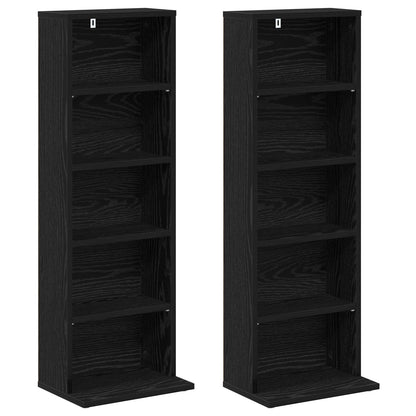 CD Kast 2 st Zwart eiken 33 x 23,5 x 97,5 cm Bewerkt hout