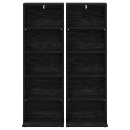CD Kast 2 st Zwart eiken 33 x 23,5 x 97,5 cm Bewerkt hout