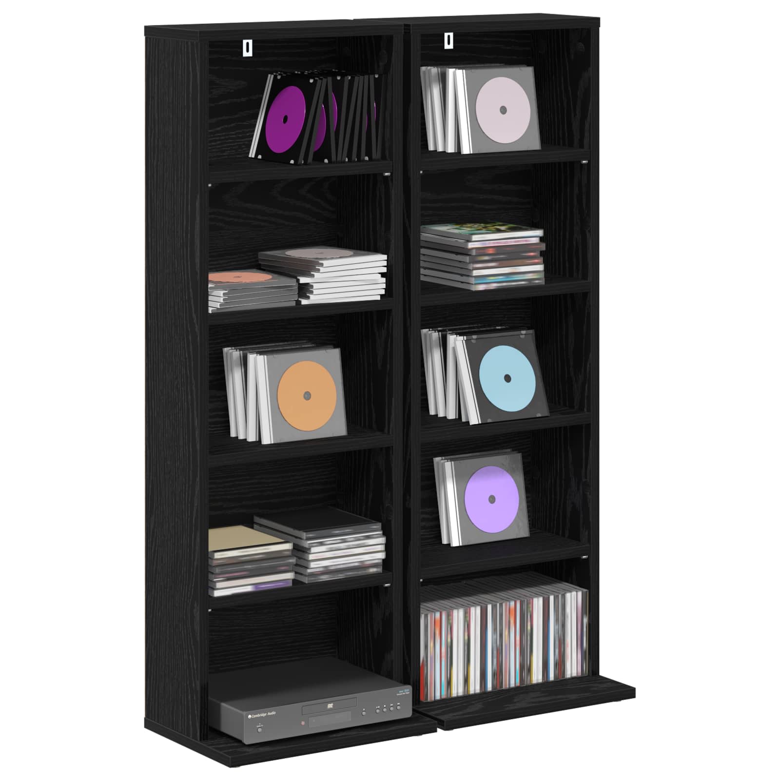 CD Kast 2 st Zwart eiken 33 x 23,5 x 97,5 cm Bewerkt hout