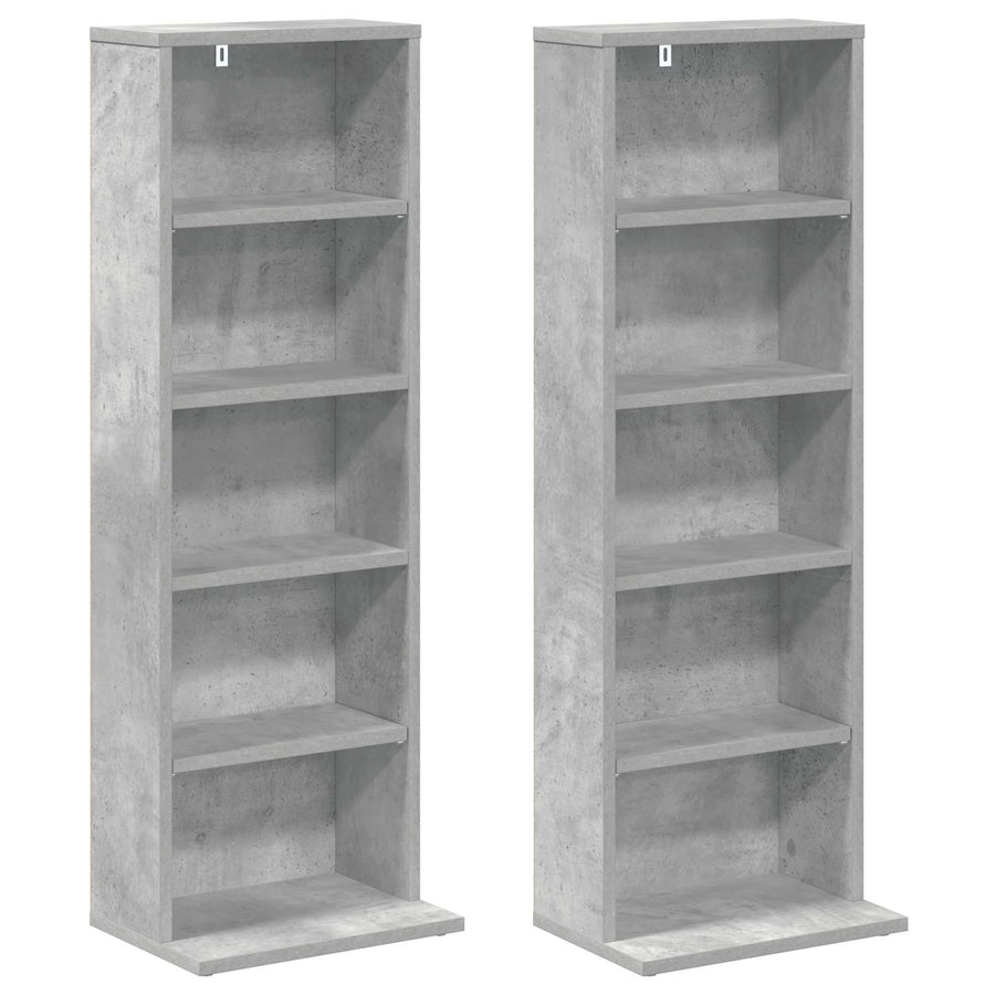 CD Kast 2 st Betongrijs 33 x 23,5 x 97,5 cm Bewerkt hout