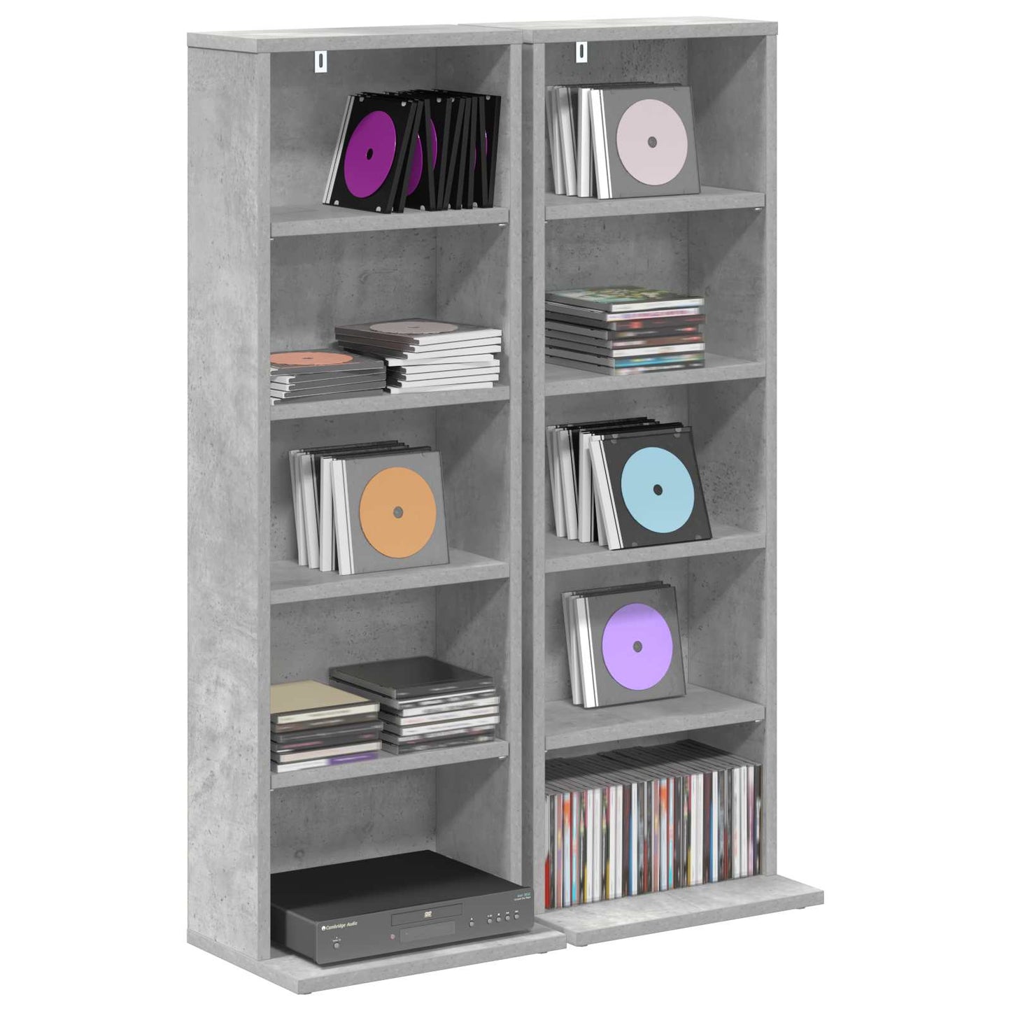 CD Kast 2 st Betongrijs 33 x 23,5 x 97,5 cm Bewerkt hout