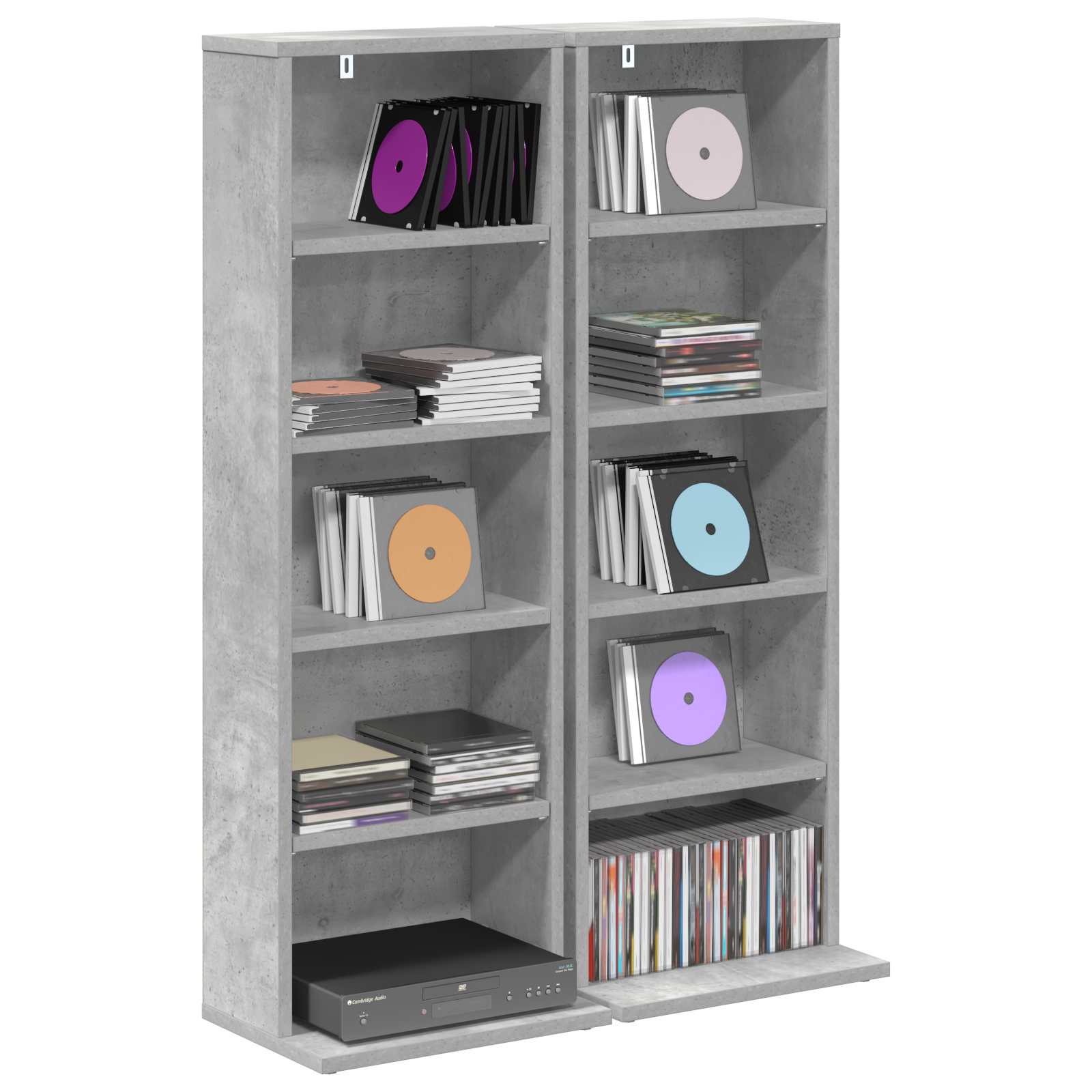 CD Kast 2 st Betongrijs 33 x 23,5 x 97,5 cm Bewerkt hout
