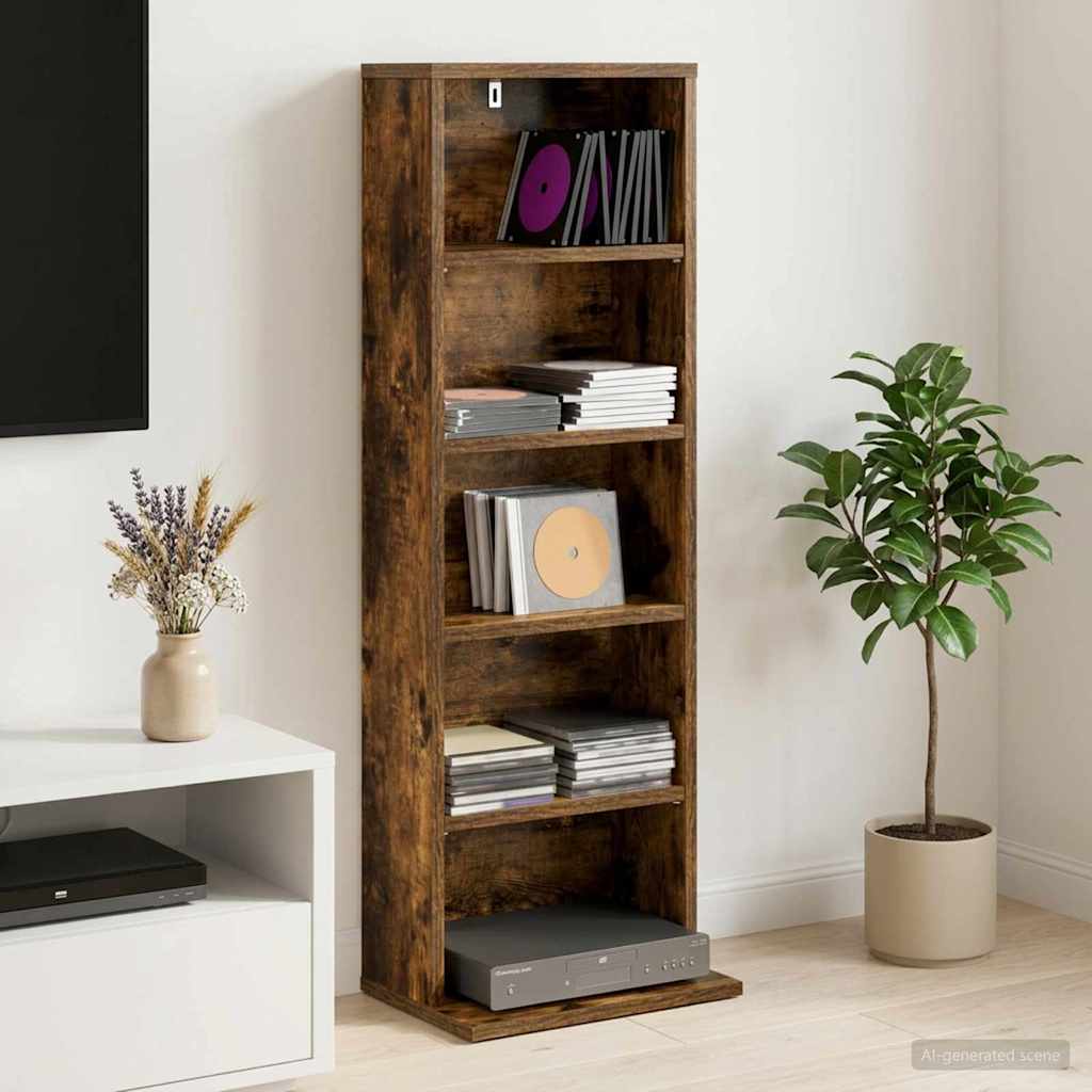CD Kast Gerookt eiken 33 x 23,5 x 97,5 cm Bewerkt hout