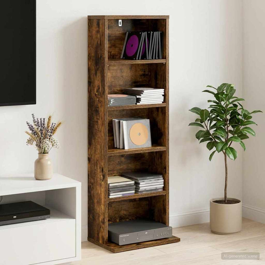 CD Kast Gerookt eiken 33 x 23,5 x 97,5 cm Bewerkt hout