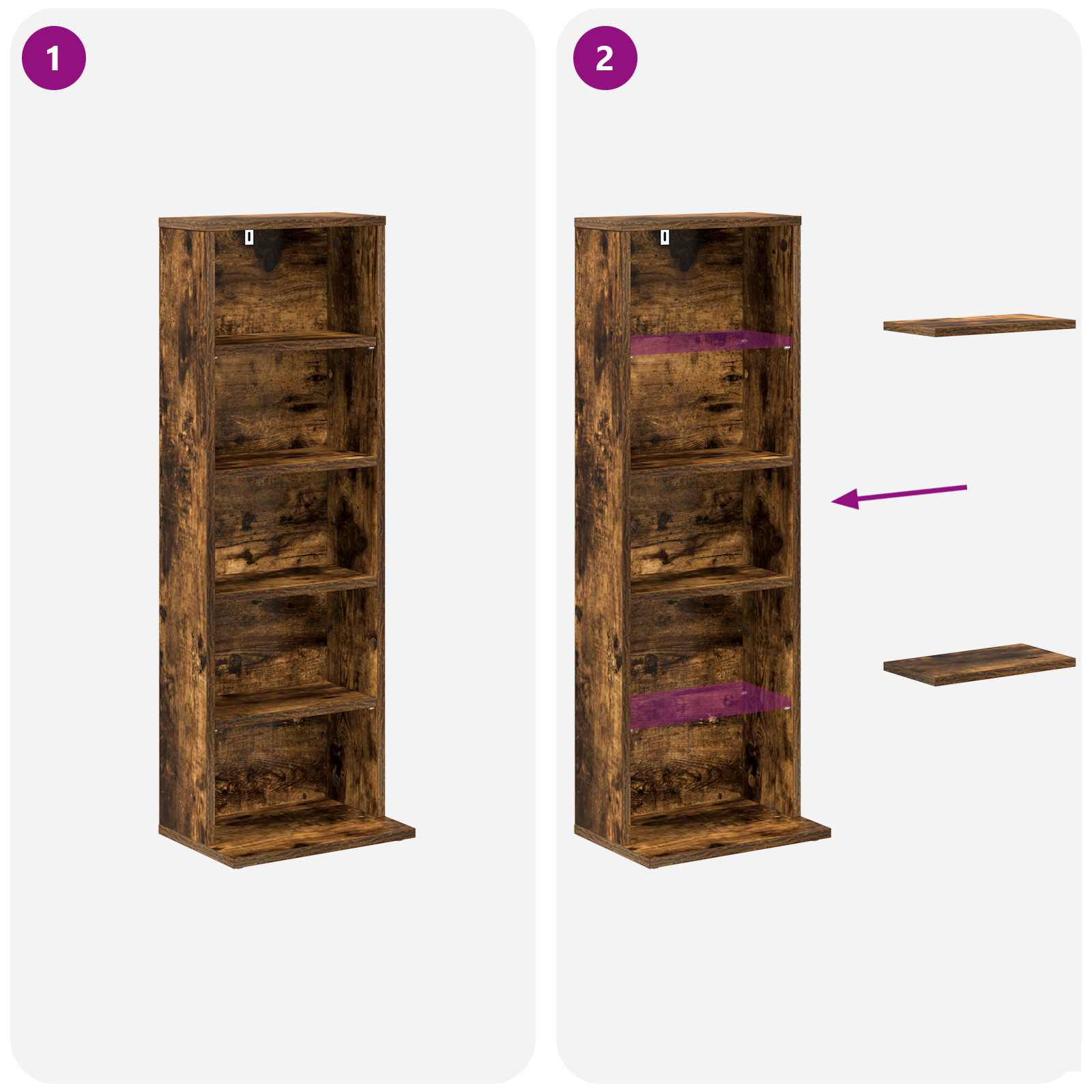 CD Kast Gerookt eiken 33 x 23,5 x 97,5 cm Bewerkt hout