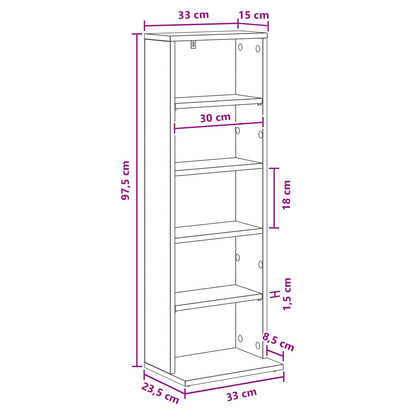 CD Kast Gerookt eiken 33 x 23,5 x 97,5 cm Bewerkt hout