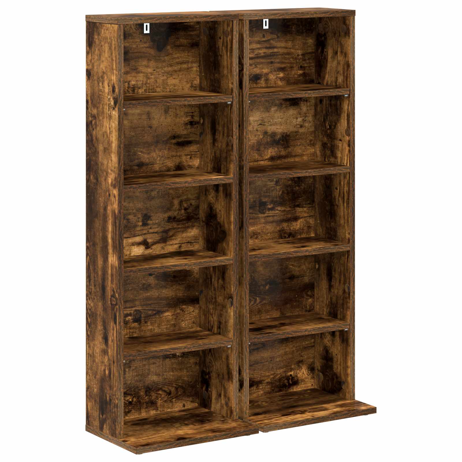 CD Kast 2 st Gerookt eiken 33 x 23,5 x 97,5 cm Bewerkt hout