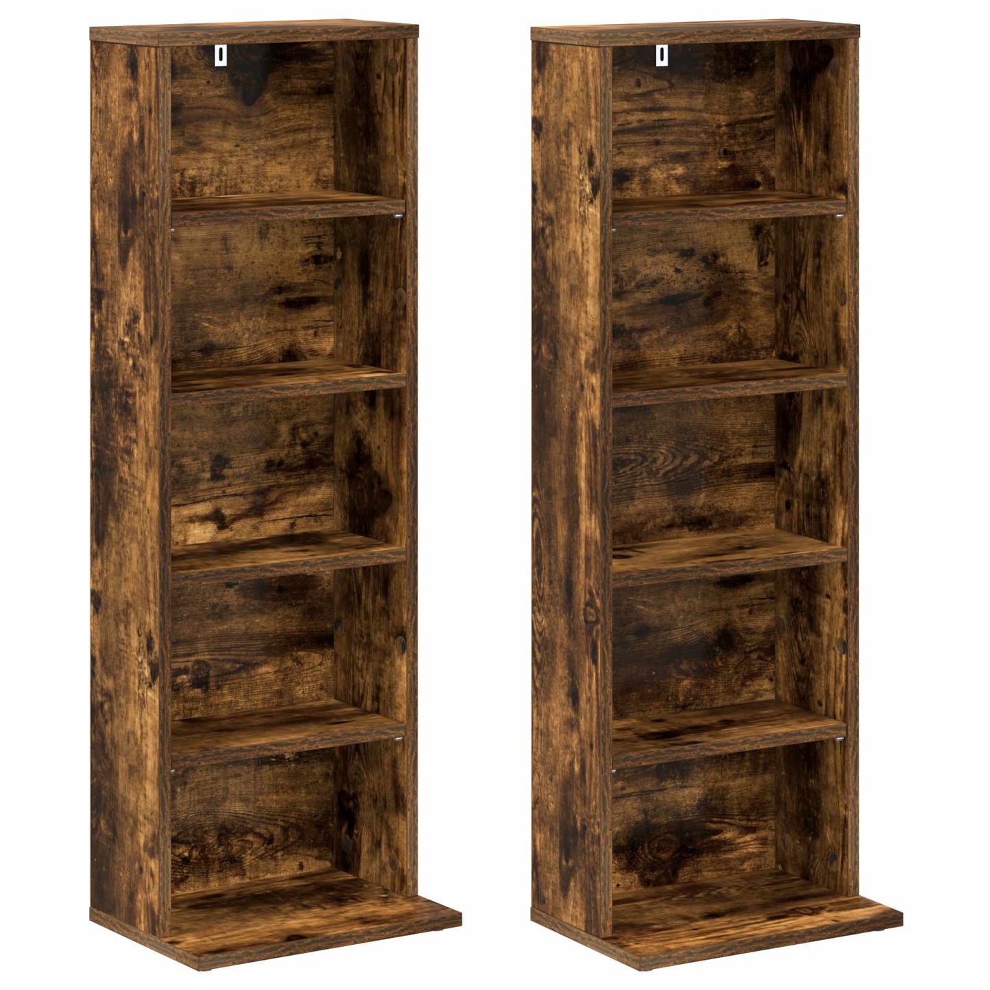 CD Kast 2 st Gerookt eiken 33 x 23,5 x 97,5 cm Bewerkt hout