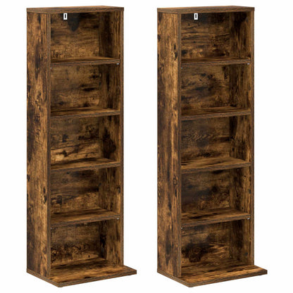 CD Kast 2 st Gerookt eiken 33 x 23,5 x 97,5 cm Bewerkt hout