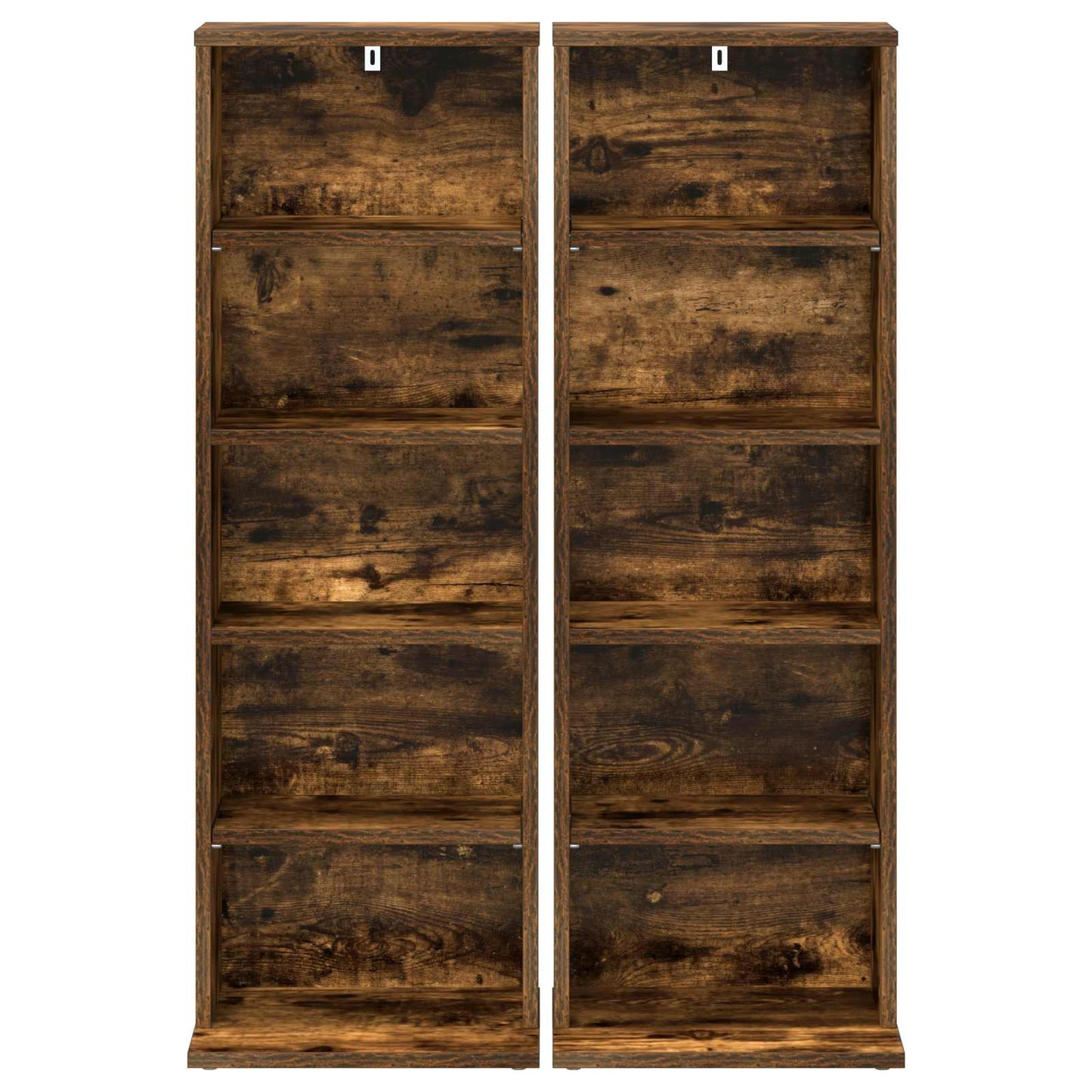 CD Kast 2 st Gerookt eiken 33 x 23,5 x 97,5 cm Bewerkt hout