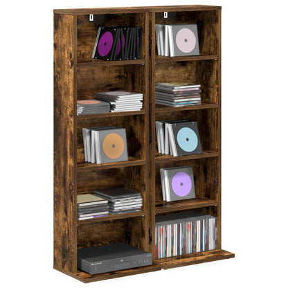 CD Kast 2 st Gerookt eiken 33 x 23,5 x 97,5 cm Bewerkt hout