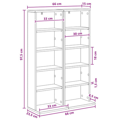 CD Kast 2 st Gerookt eiken 33 x 23,5 x 97,5 cm Bewerkt hout