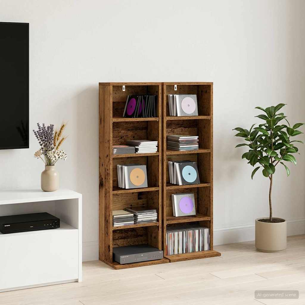 CD Kast 2 st Oud hout 33 x 23,5 x 97,5 cm Bewerkt hout