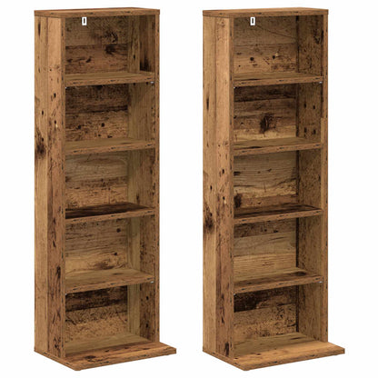 CD Kast 2 st Oud hout 33 x 23,5 x 97,5 cm Bewerkt hout