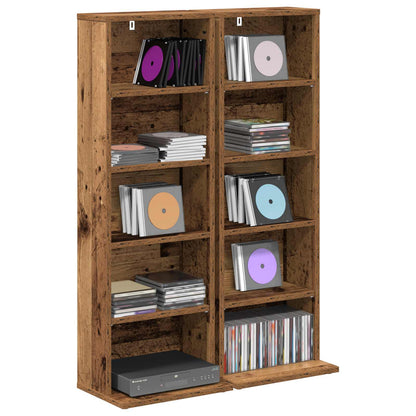 CD Kast 2 st Oud hout 33 x 23,5 x 97,5 cm Bewerkt hout