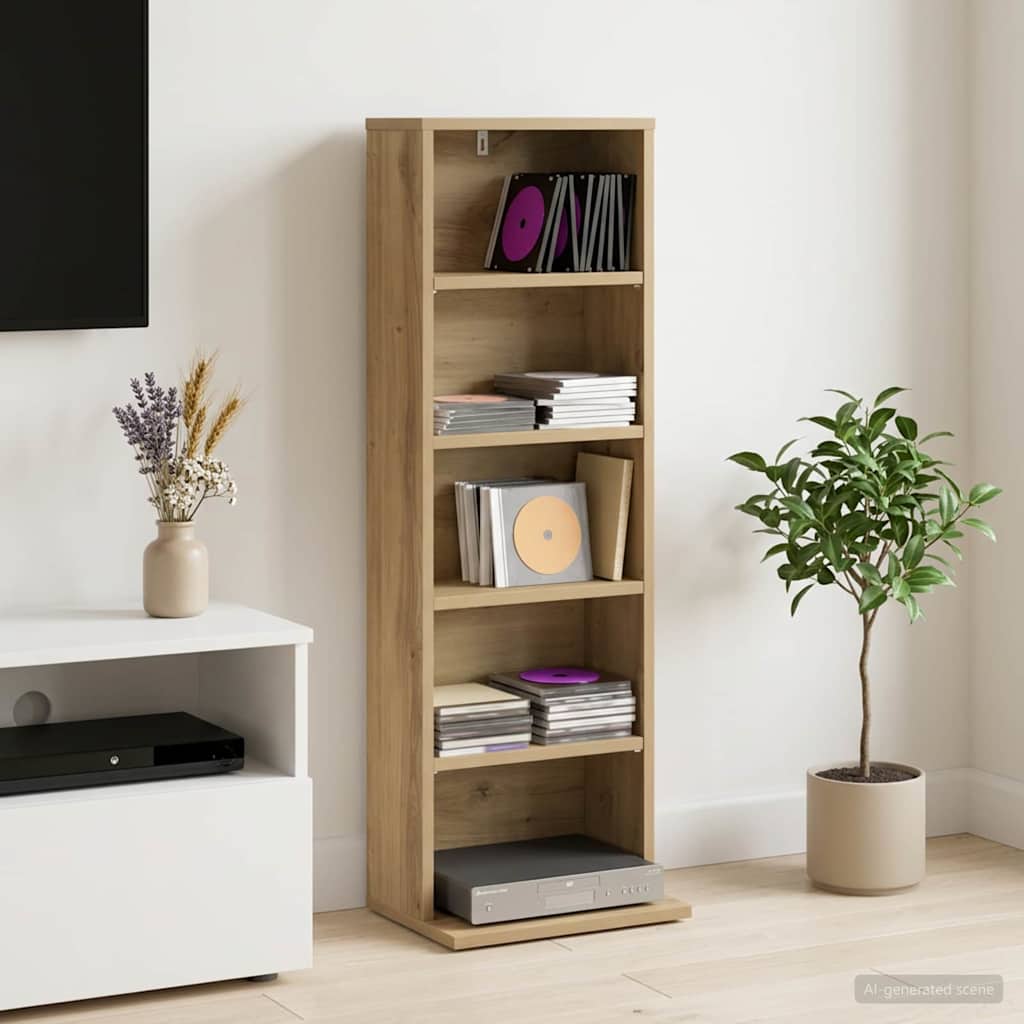 CD Kast Artisanaal eiken 33 x 23,5 x 97,5 cm Bewerkt hout