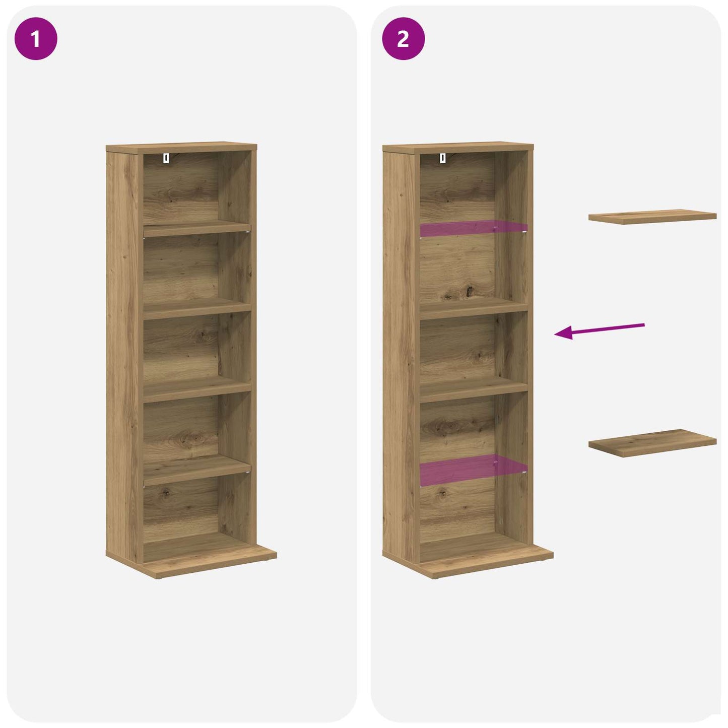 CD Kast Artisanaal eiken 33 x 23,5 x 97,5 cm Bewerkt hout
