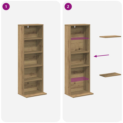 CD Kast Artisanaal eiken 33 x 23,5 x 97,5 cm Bewerkt hout