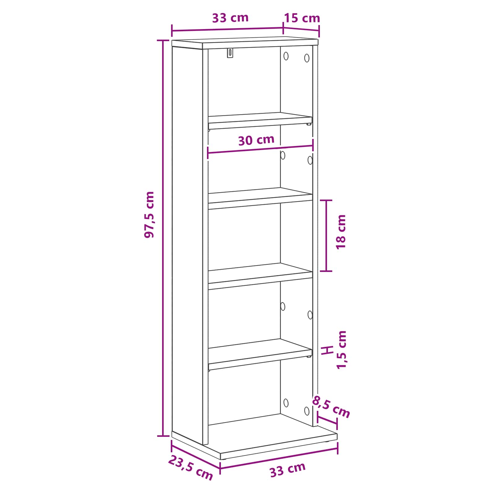 CD Kast Artisanaal eiken 33 x 23,5 x 97,5 cm Bewerkt hout