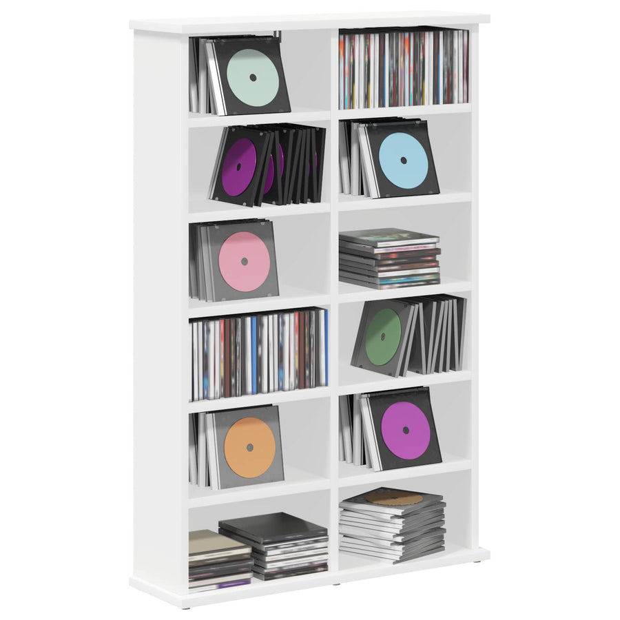 CD Kast Wit 60 x 17 x 92 cm Bewerkt hout