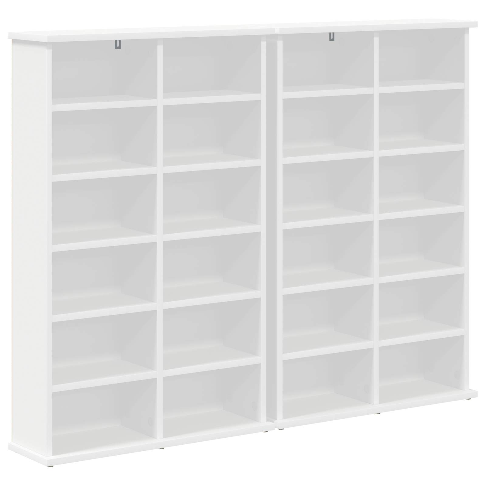 CD Kast 2 st Wit 60 x 17 x 92 cm Bewerkt hout