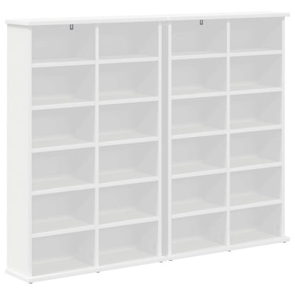 CD Kast 2 st Wit 60 x 17 x 92 cm Bewerkt hout
