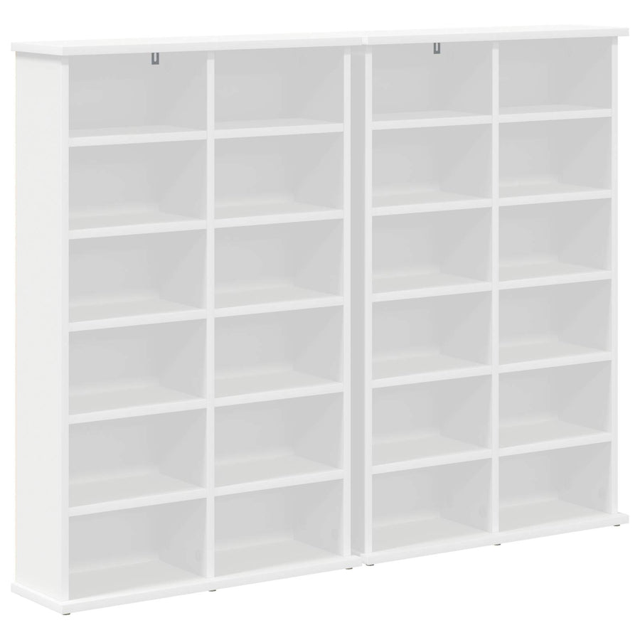 CD Kast 2 st Wit 60 x 17 x 92 cm Bewerkt hout