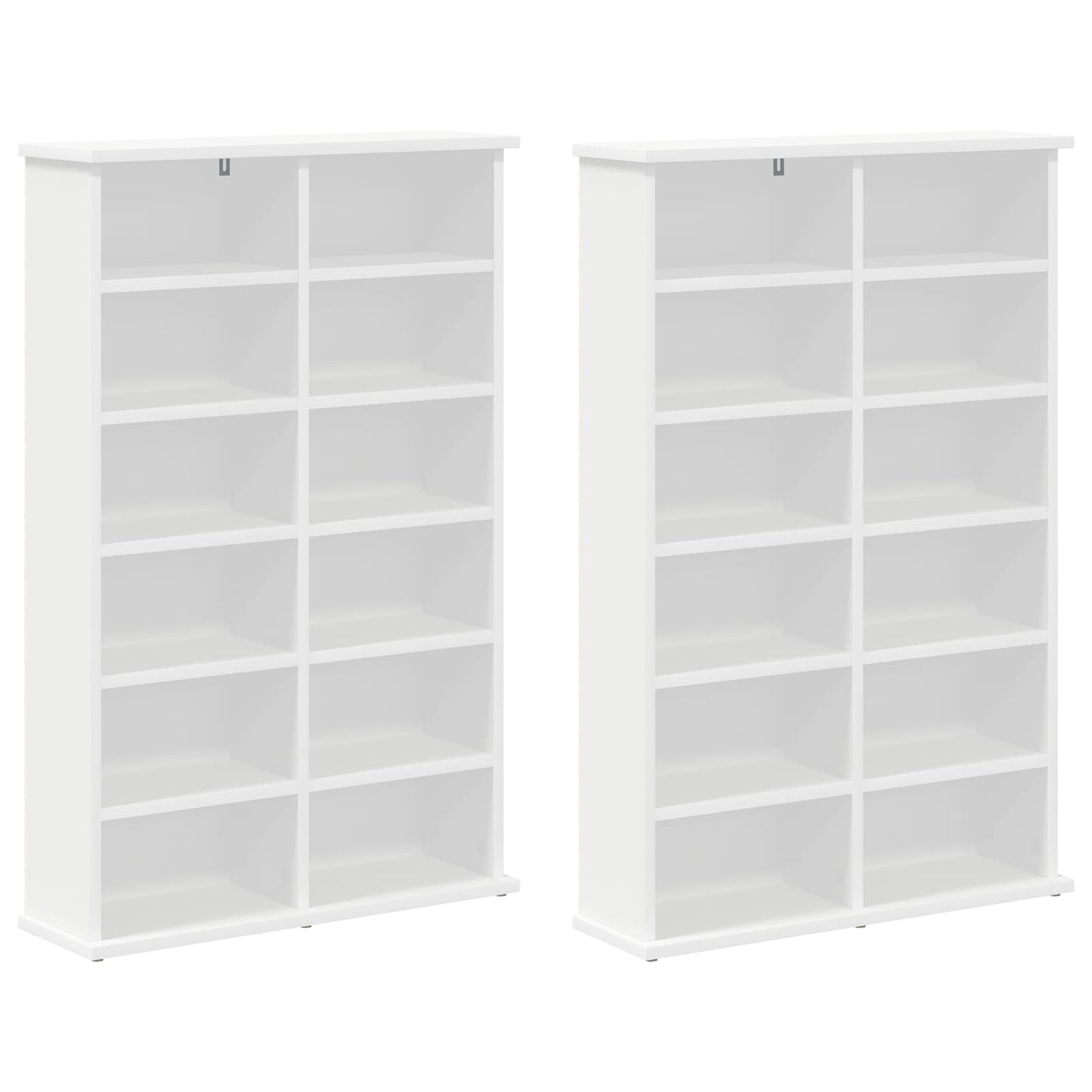 CD Kast 2 st Wit 60 x 17 x 92 cm Bewerkt hout