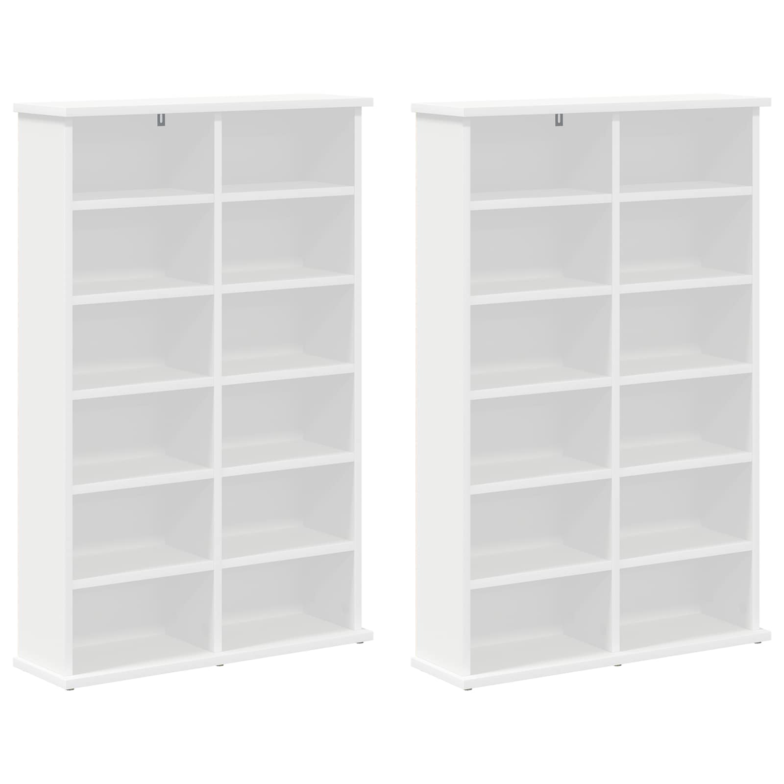 CD Kast 2 st Wit 60 x 17 x 92 cm Bewerkt hout