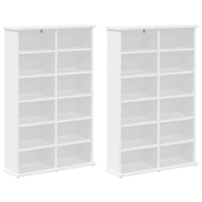 CD Kast 2 st Wit 60 x 17 x 92 cm Bewerkt hout