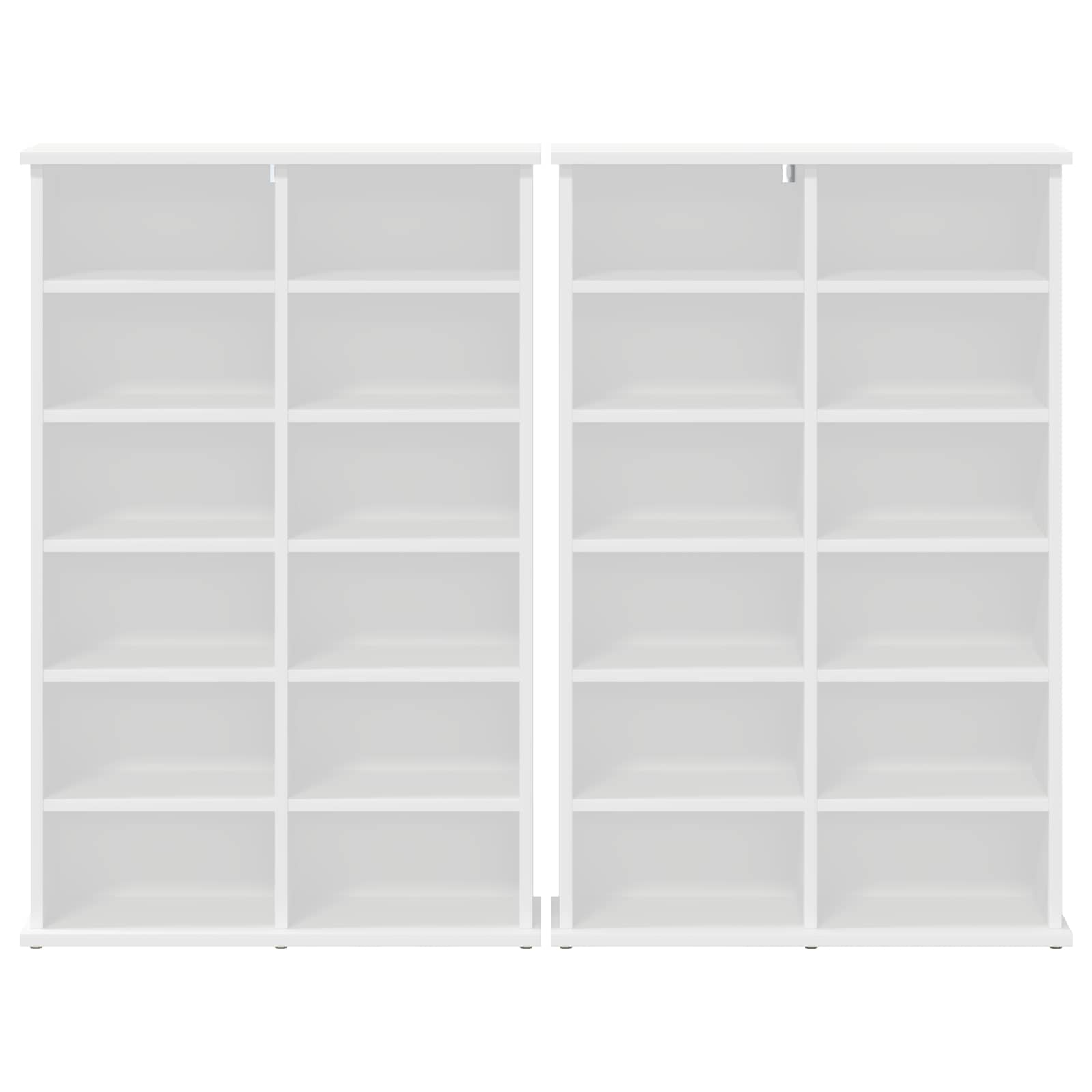CD Kast 2 st Wit 60 x 17 x 92 cm Bewerkt hout
