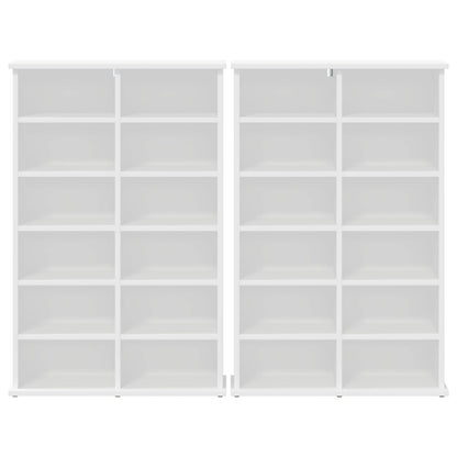 CD Kast 2 st Wit 60 x 17 x 92 cm Bewerkt hout