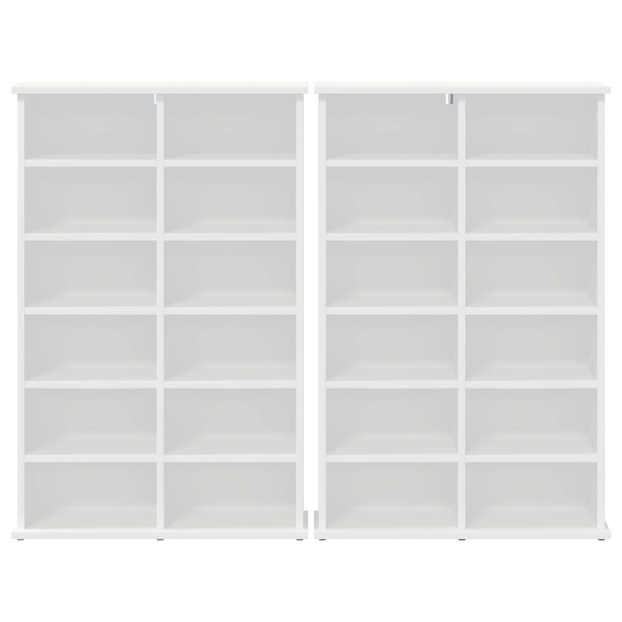 CD Kast 2 st Wit 60 x 17 x 92 cm Bewerkt hout