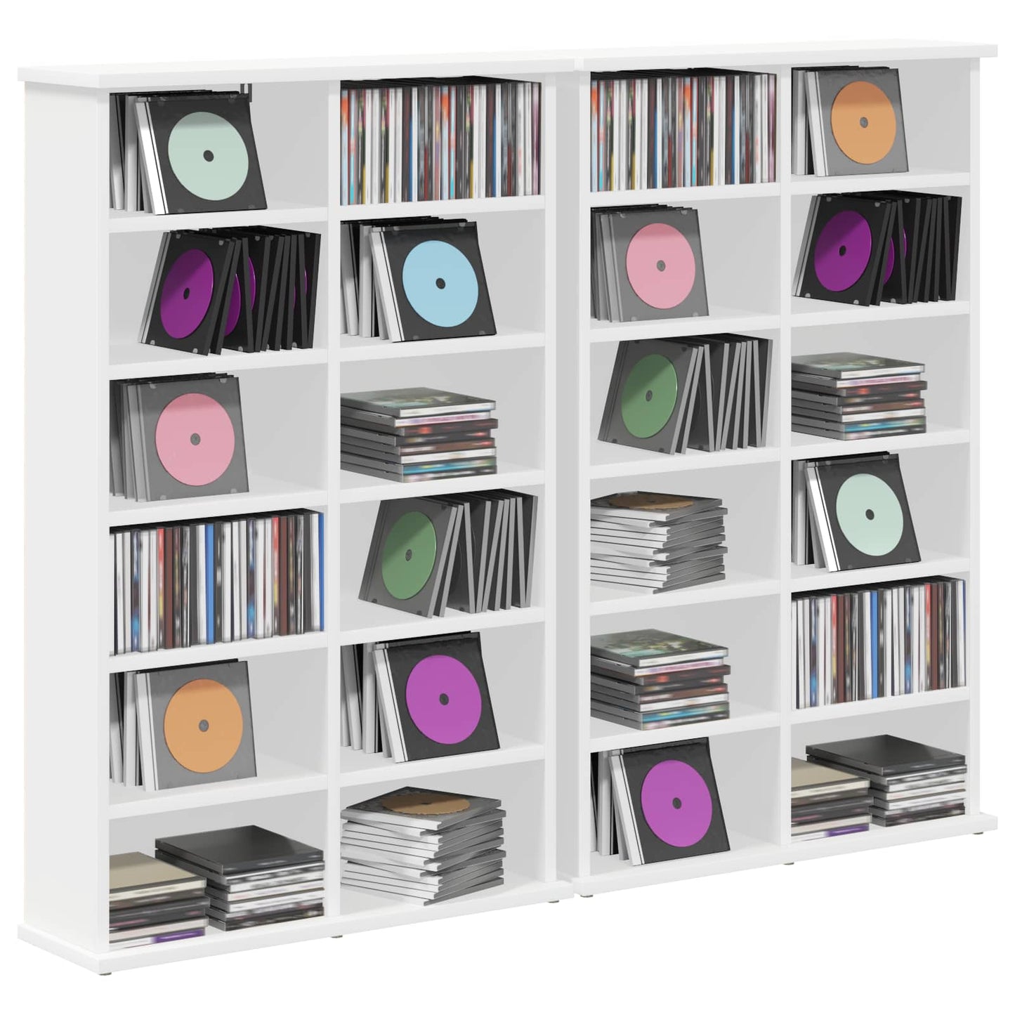 CD Kast 2 st Wit 60 x 17 x 92 cm Bewerkt hout