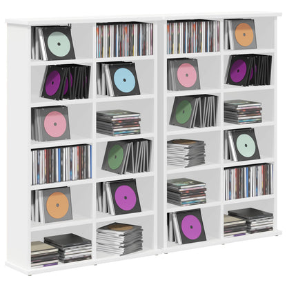 CD Kast 2 st Wit 60 x 17 x 92 cm Bewerkt hout