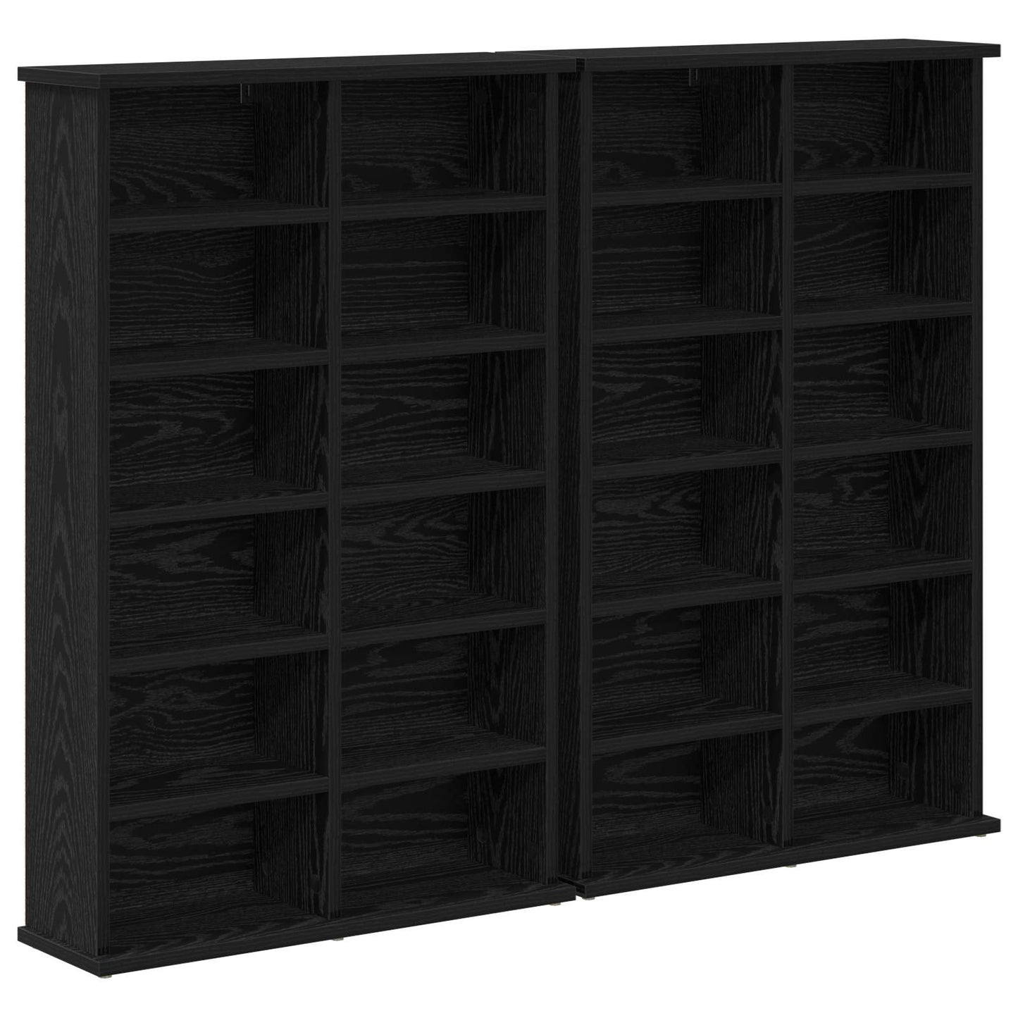 CD Kast 2 st Zwart eiken 60 x 17 x 92 cm Bewerkt hout