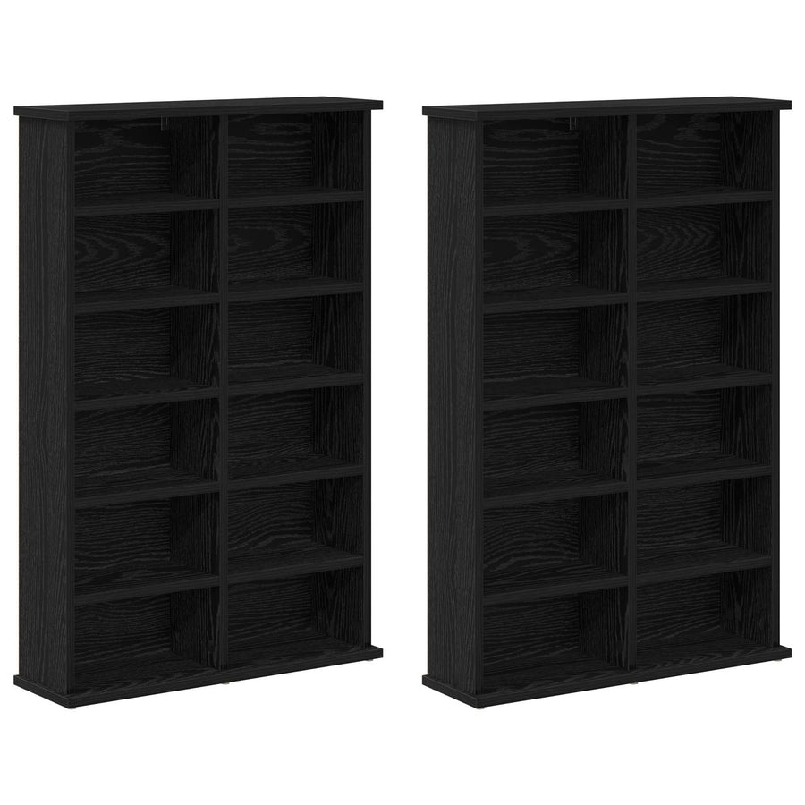 CD Kast 2 st Zwart eiken 60 x 17 x 92 cm Bewerkt hout