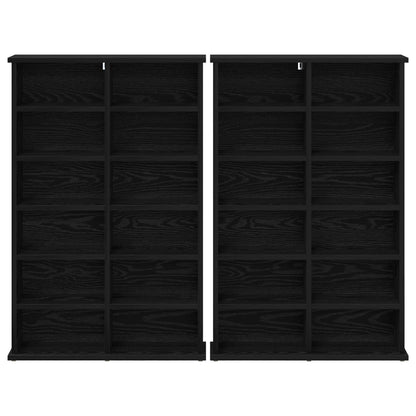 CD Kast 2 st Zwart eiken 60 x 17 x 92 cm Bewerkt hout