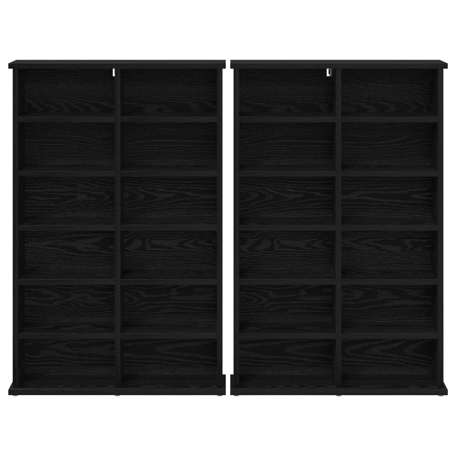 CD Kast 2 st Zwart eiken 60 x 17 x 92 cm Bewerkt hout