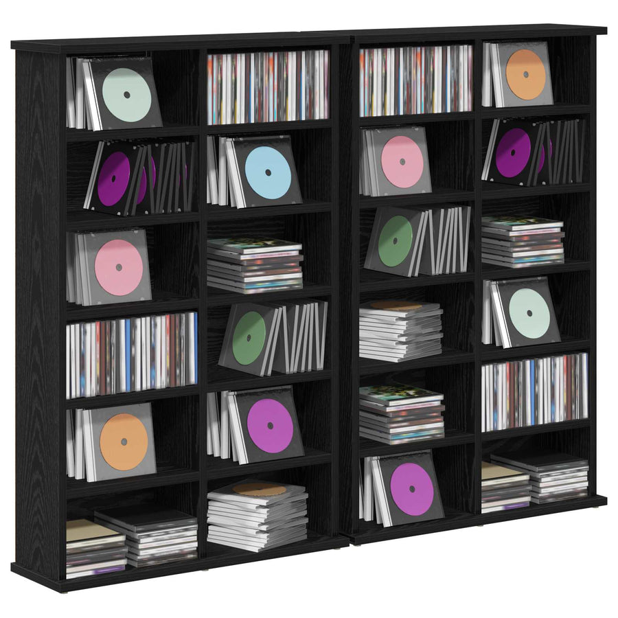CD Kast 2 st Zwart eiken 60 x 17 x 92 cm Bewerkt hout
