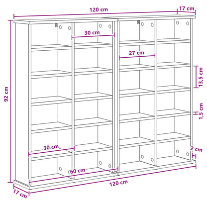 CD Kast 2 st Zwart eiken 60 x 17 x 92 cm Bewerkt hout