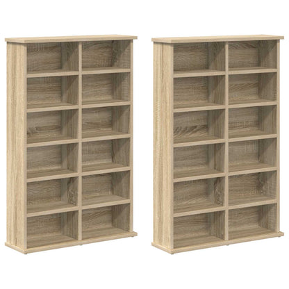 CD Kast 2 st Sonoma Eiken 60 x 17 x 92 cm Bewerkt hout