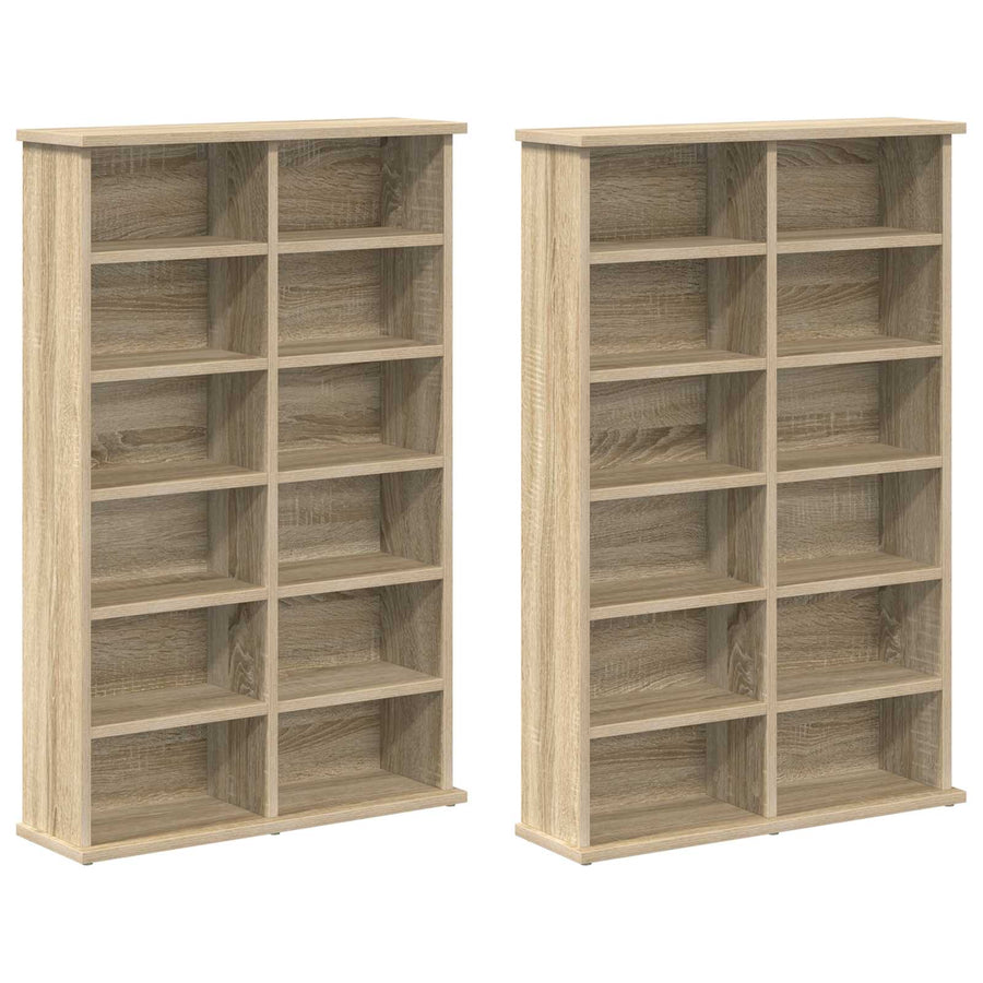 CD Kast 2 st Sonoma Eiken 60 x 17 x 92 cm Bewerkt hout