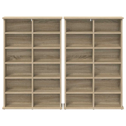 CD Kast 2 st Sonoma Eiken 60 x 17 x 92 cm Bewerkt hout