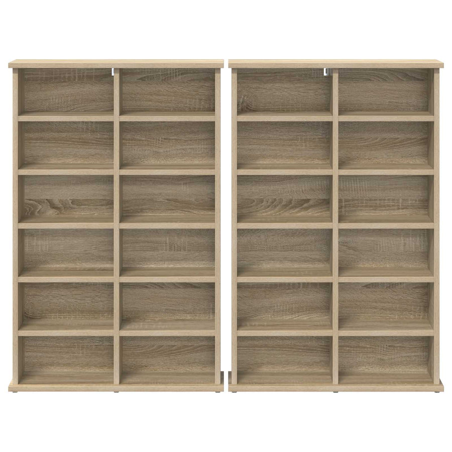 CD Kast 2 st Sonoma Eiken 60 x 17 x 92 cm Bewerkt hout